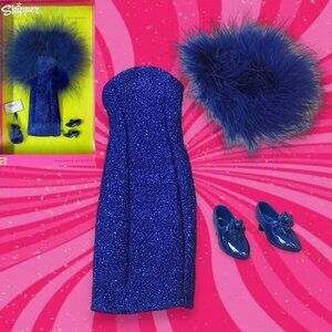 1999 Barbie "Party Princess" Royal Blue Fashion Avenue Skipper Cocktail Dress